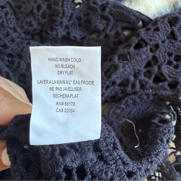 Deletta S (Anthropologie) Blue Crochet Long Sleeve Blouse Hi/Low Hem - Picture 13 of 13